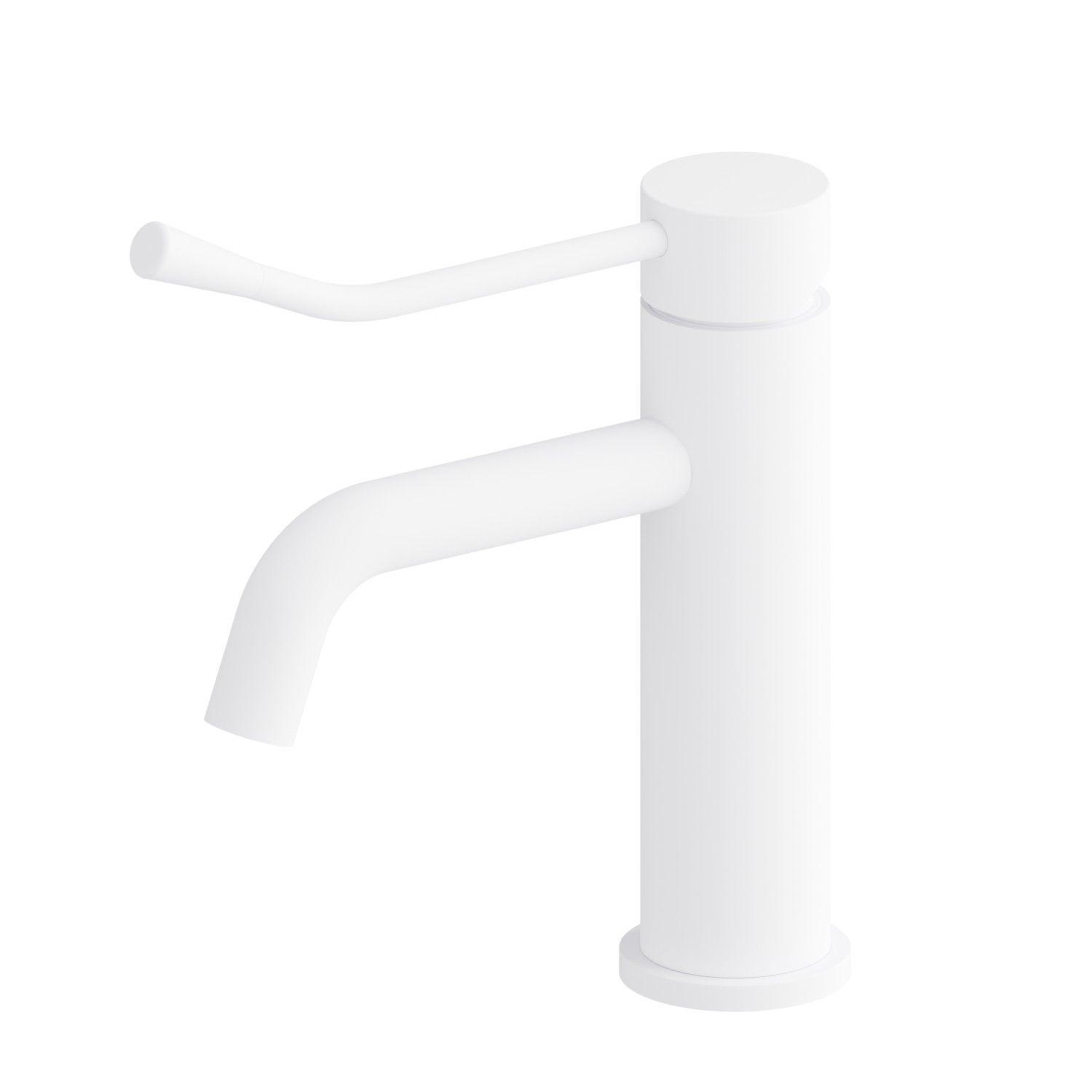 Single lever basin mixer with clinical lever - finish Matt White