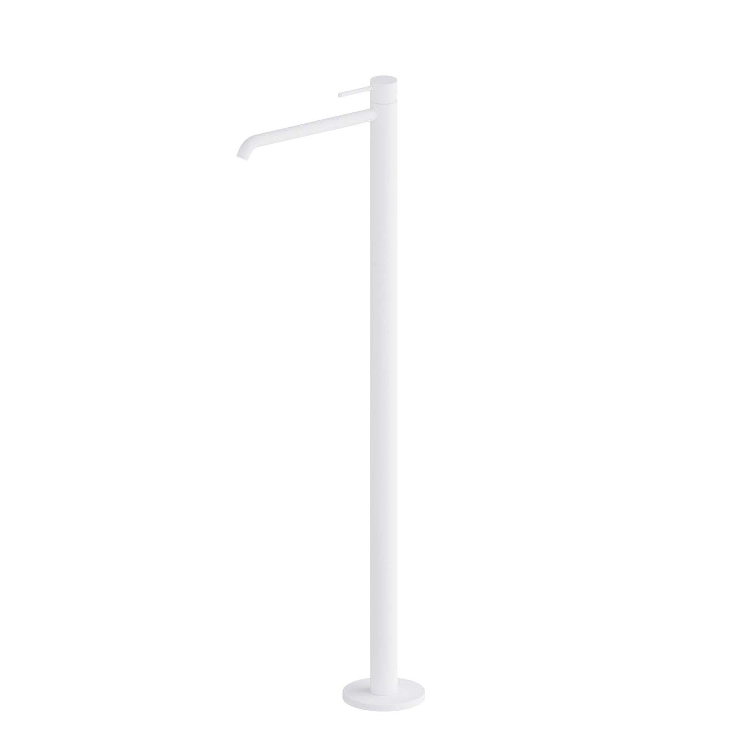 Single lever basin mixer with floor pillar union - finish Matt White