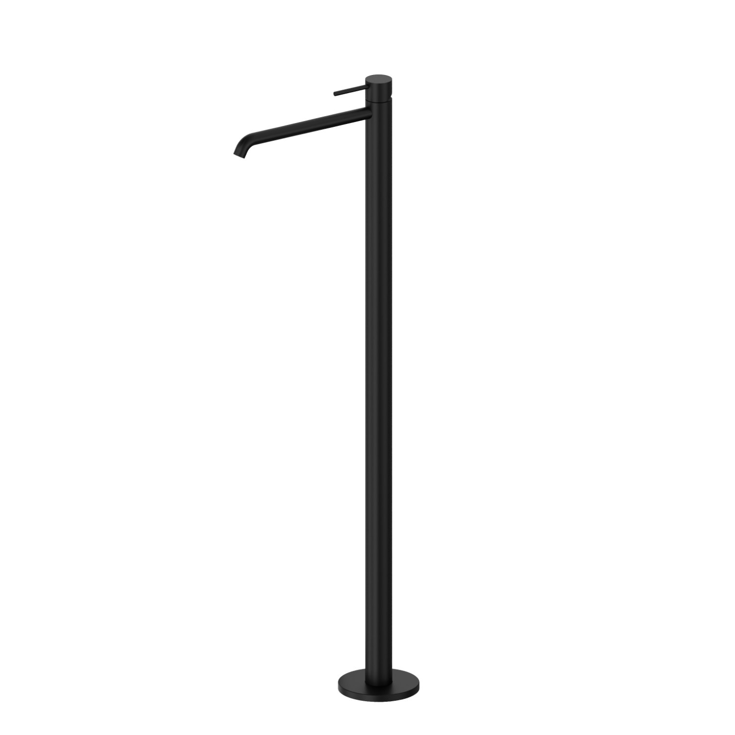 Single lever basin mixer with floor pillar union - finish Matt Black