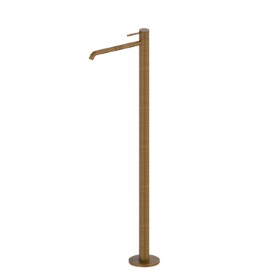 Single lever basin mixer with floor pillar union - finish Groove Bronze