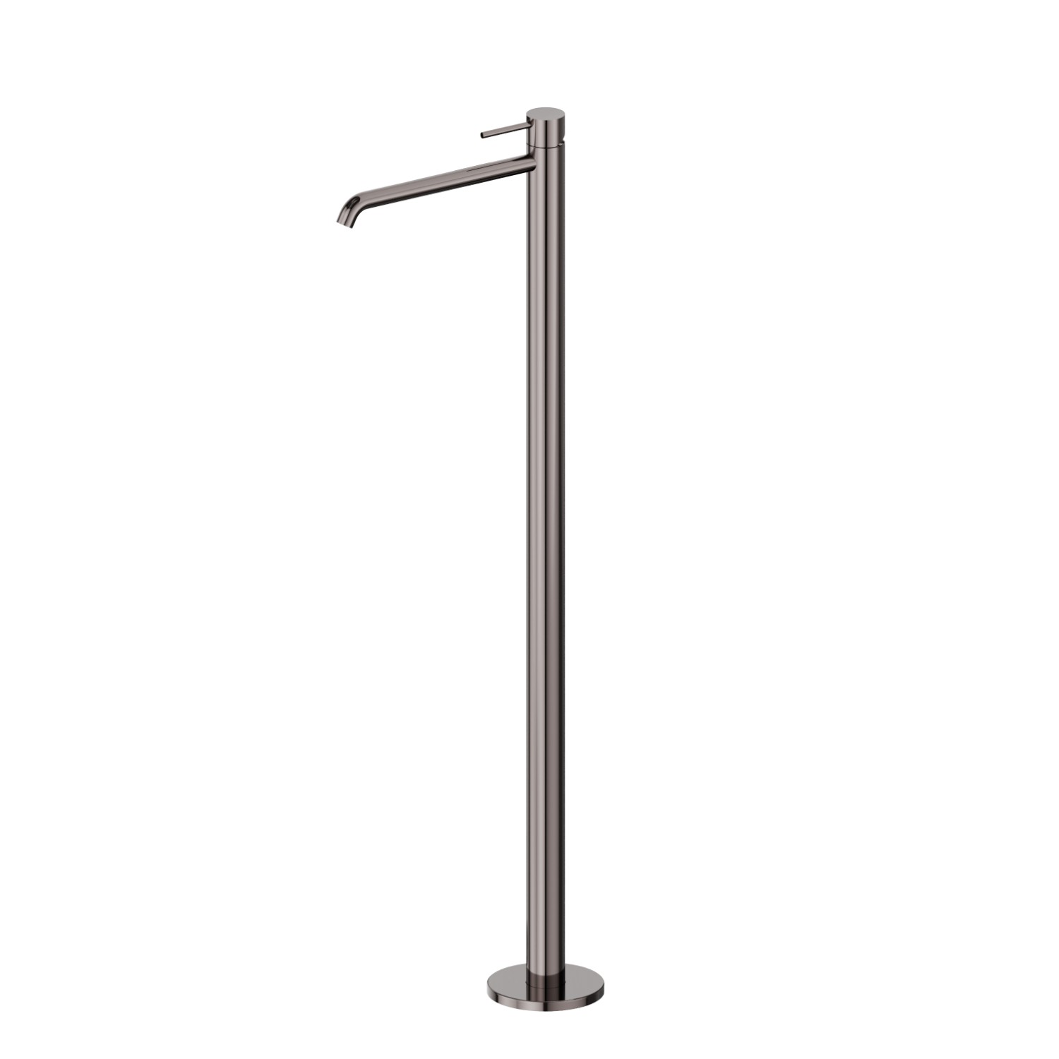 Single lever basin mixer with floor pillar union - finish PVD Gun Metal