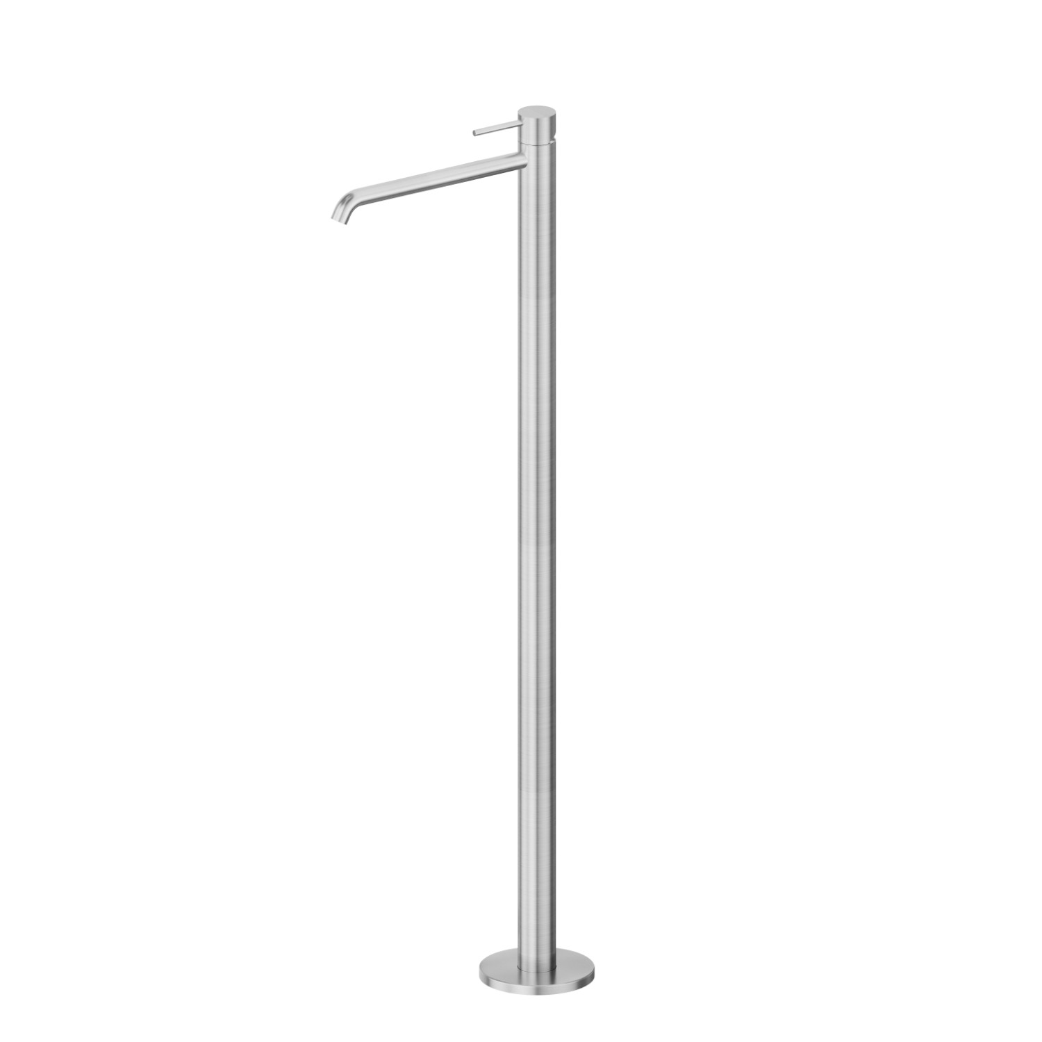 Single lever basin mixer with floor pillar union - finish PVD Brushed steel