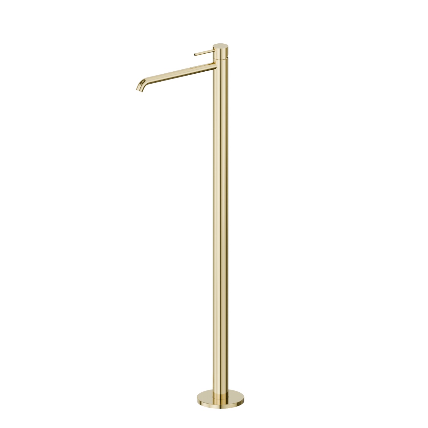 Single lever basin mixer with floor pillar union - finish PVD Glossy Gold