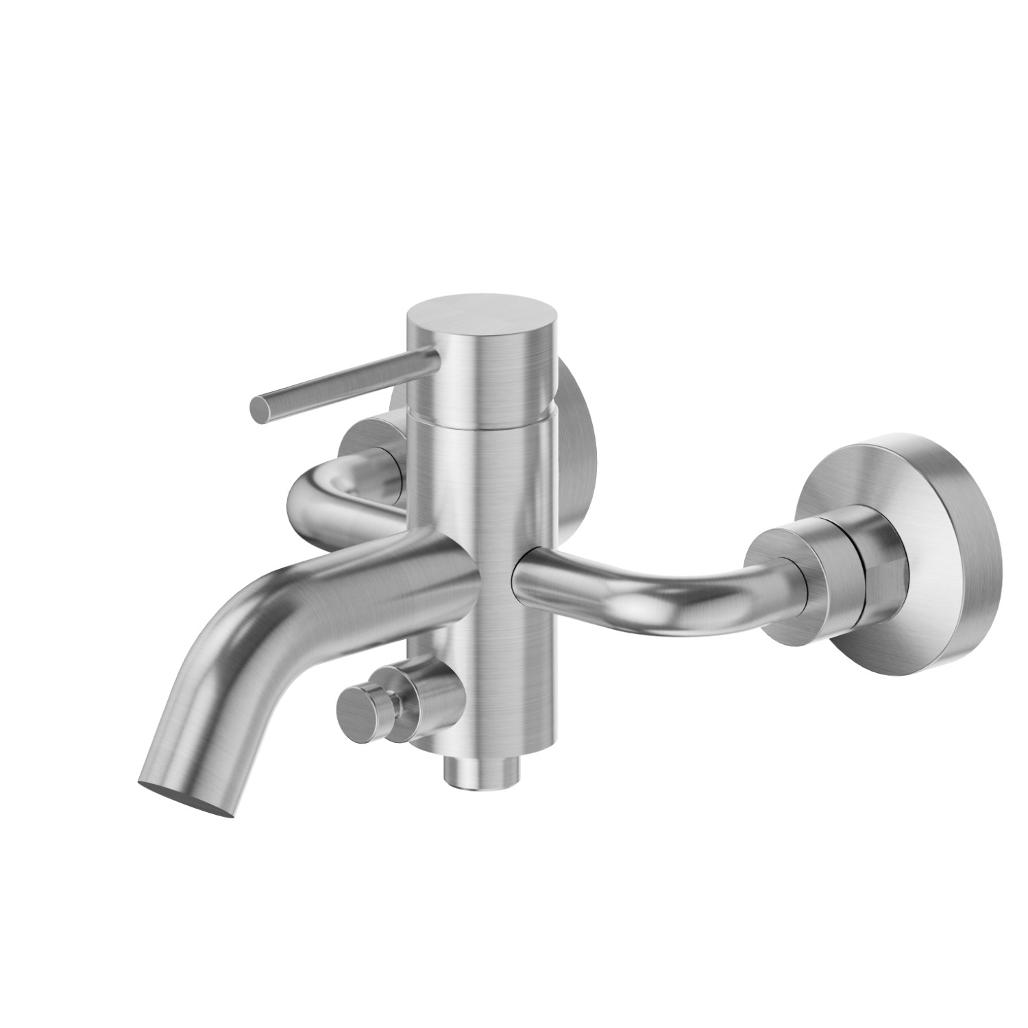 Single lever exposed bath mixer automatic diverter bath/shower set - finish PVD Brushed steel