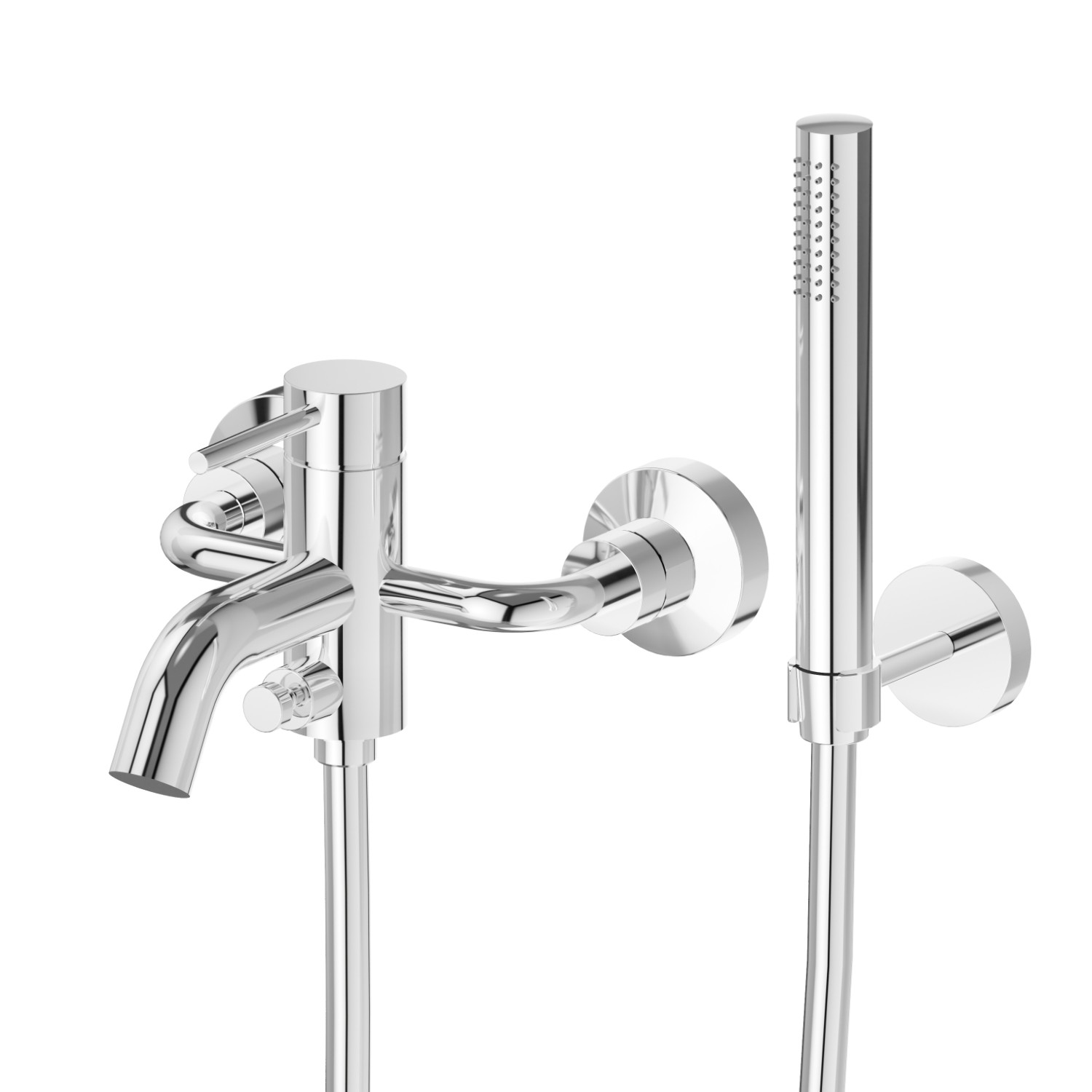 Complete bath group with fixed shower holder, PVC flexible, hand shower - finish Chrome