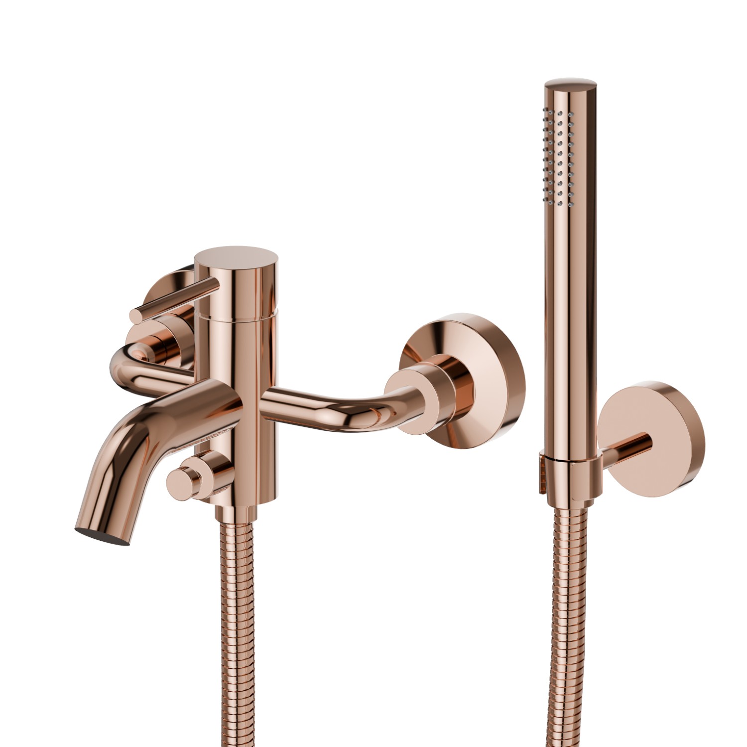 Complete bath group with fixed shower holder, PVC flexible, hand shower - finish PVD Copper Bronze