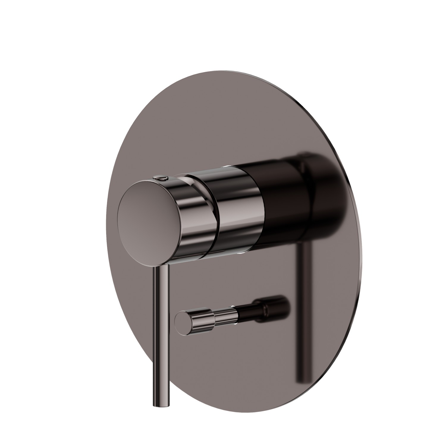 Single lever concealed mixer with 2 ways out automatic diverter, 1/2” connections. External part - finish PVD Gun Metal