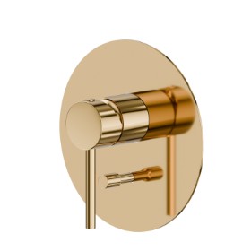Single lever concealed mixer with 2 ways out automatic diverter, 1/2” connections. External part - finish PVD Glossy Gold