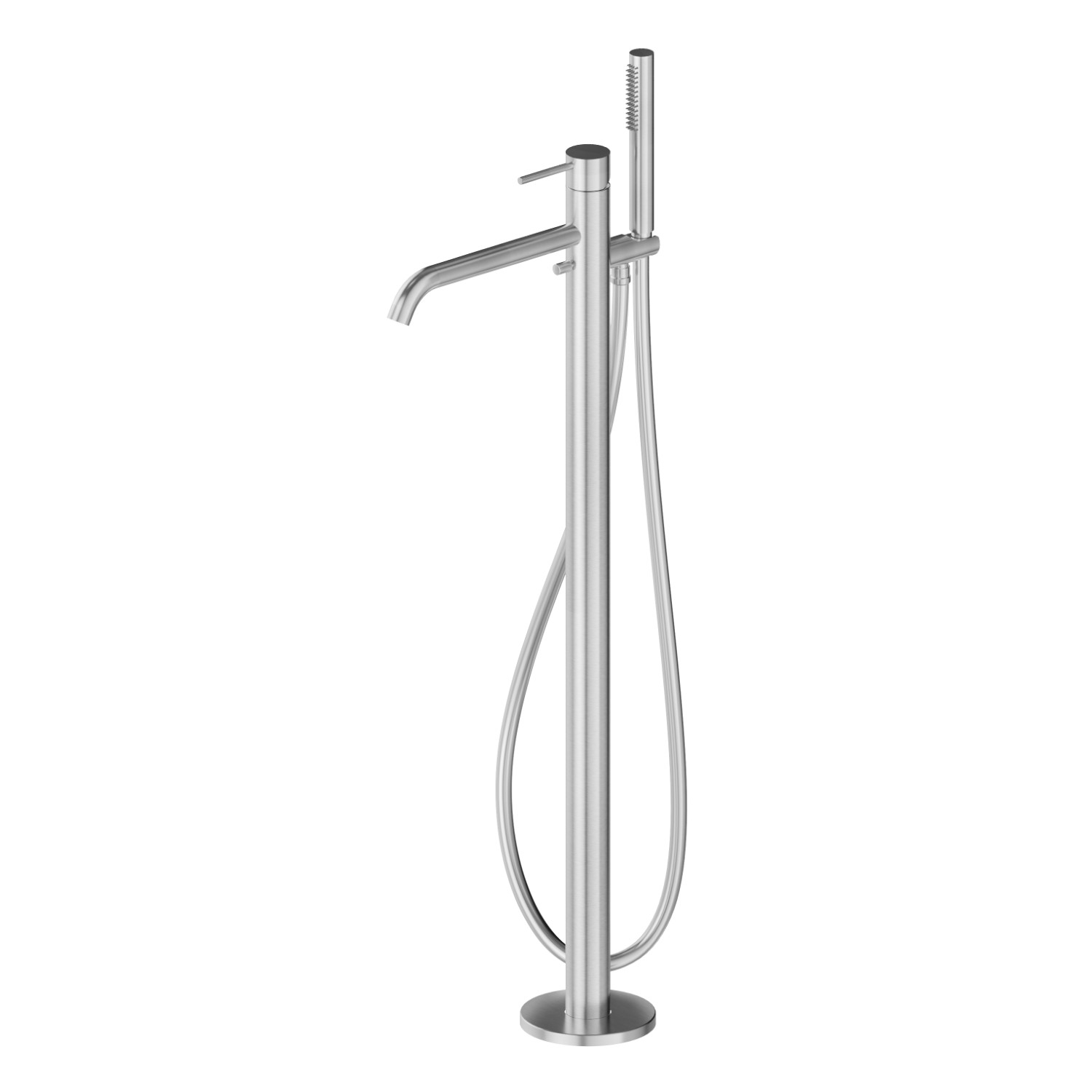 Floor mounted bath group - finish PVD Brushed steel