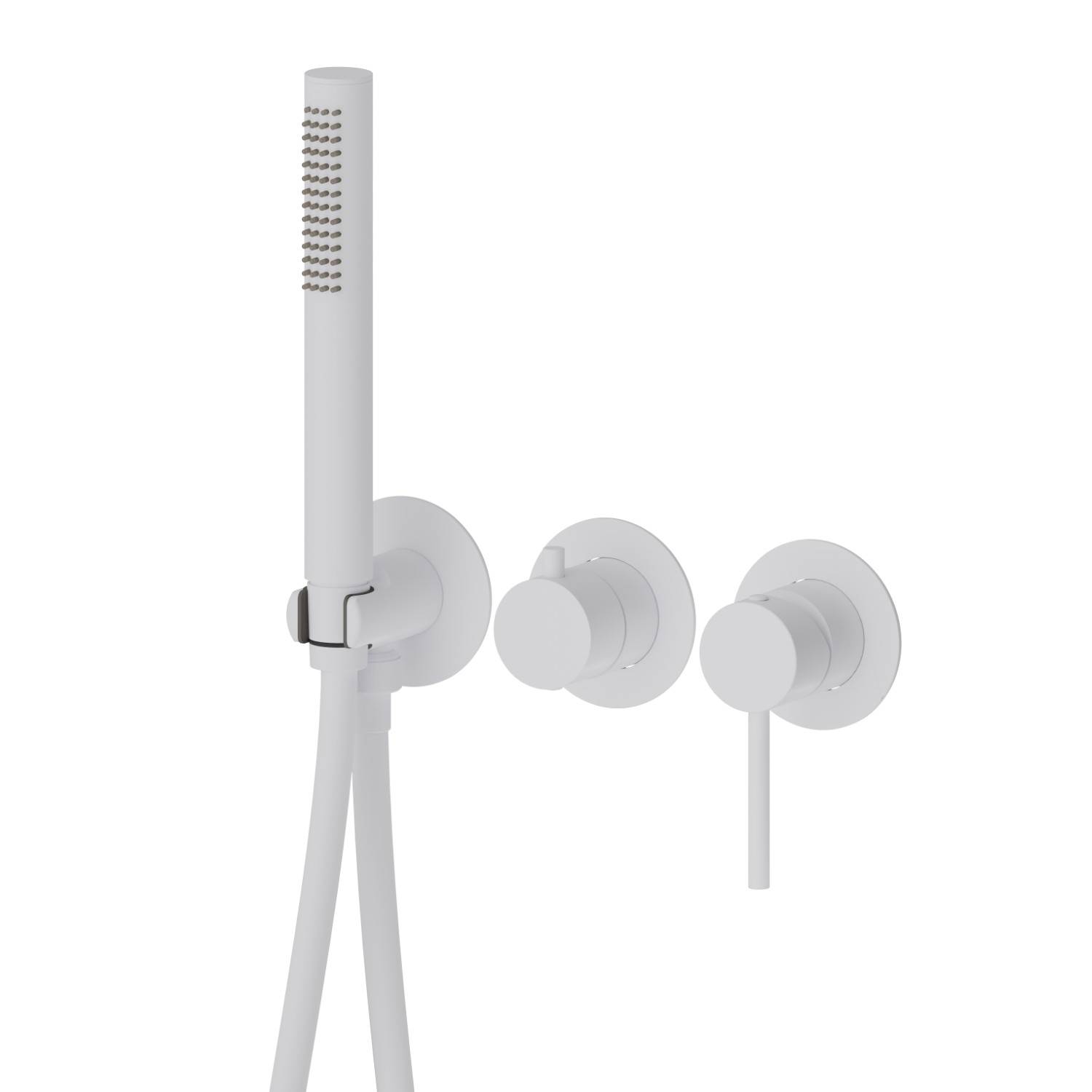Complete concealed shower group. Ø70 - finish Matt White
