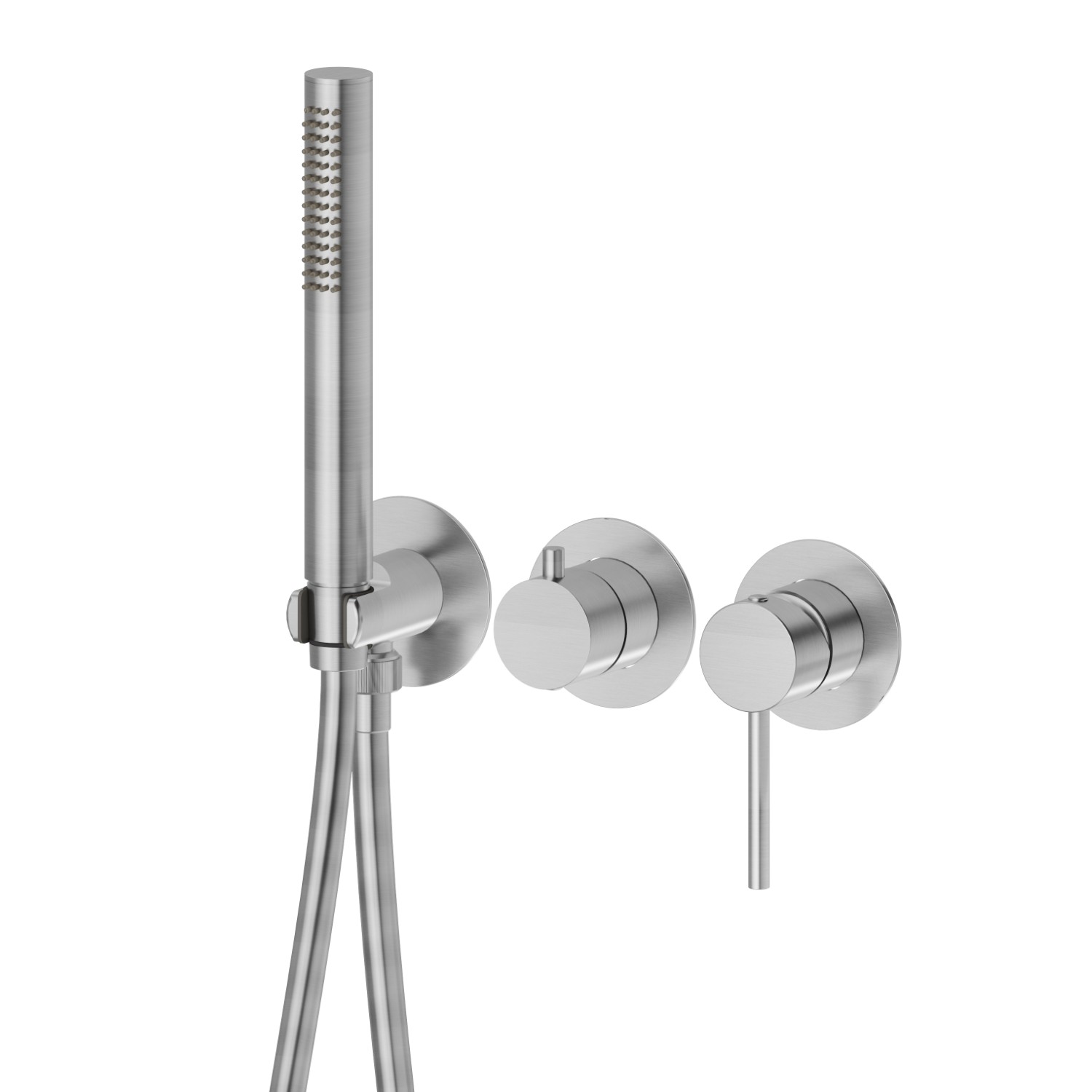 Complete concealed shower group. Ø70 - finish PVD Brushed steel