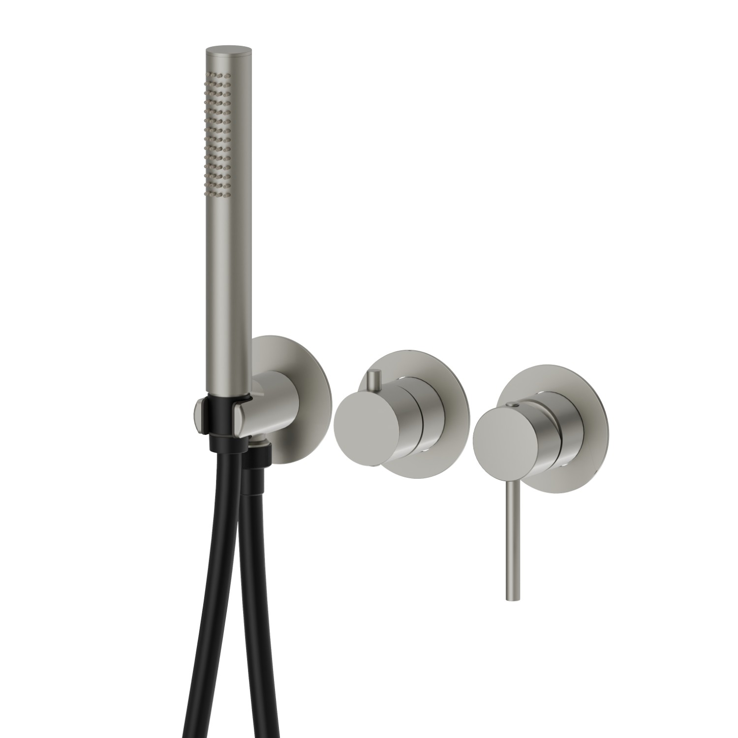 Complete concealed shower group. Ø70 - finish Titanium Satin