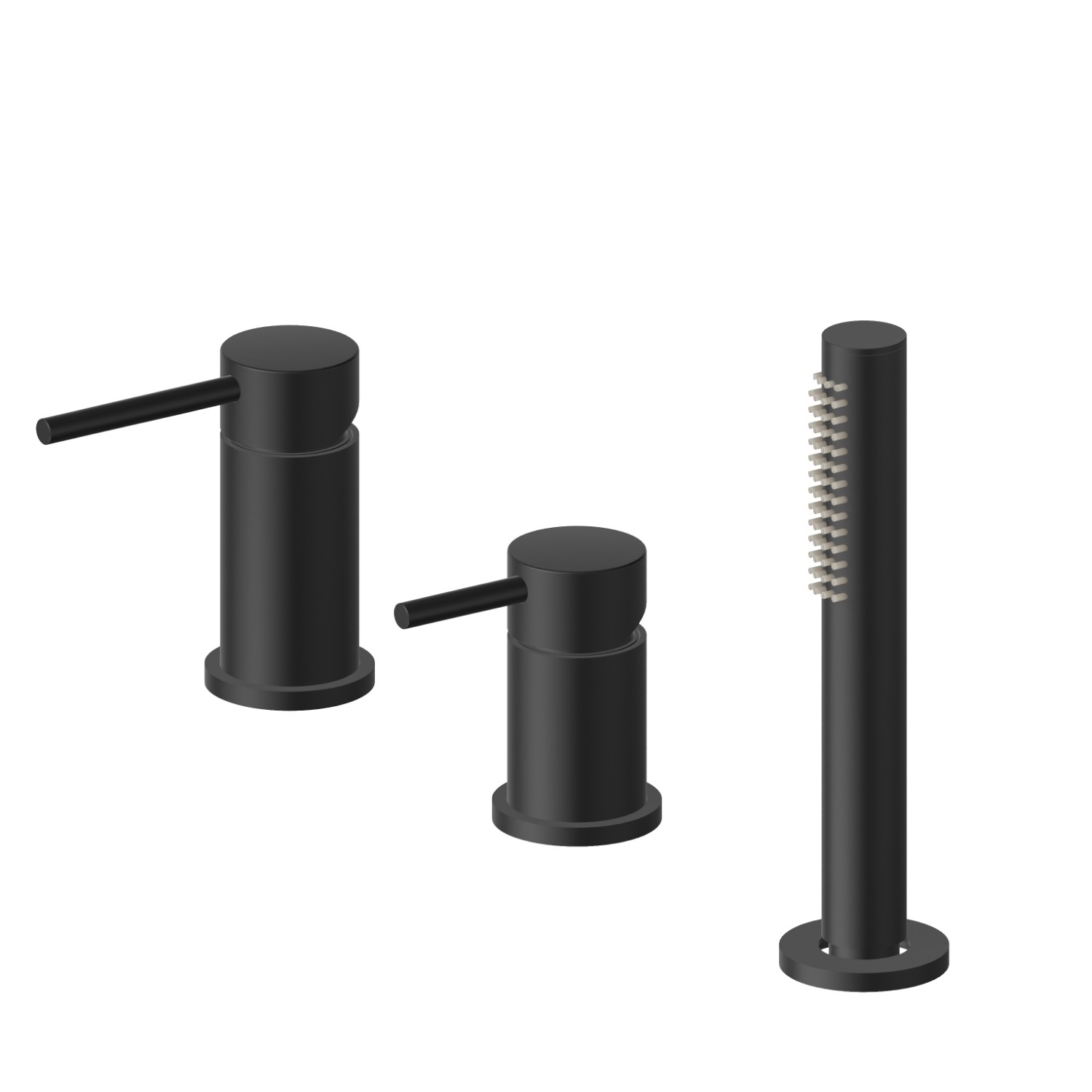 3-hole complete set of deck-mounted mixer, diverter and hand shower set - finish Matt Black