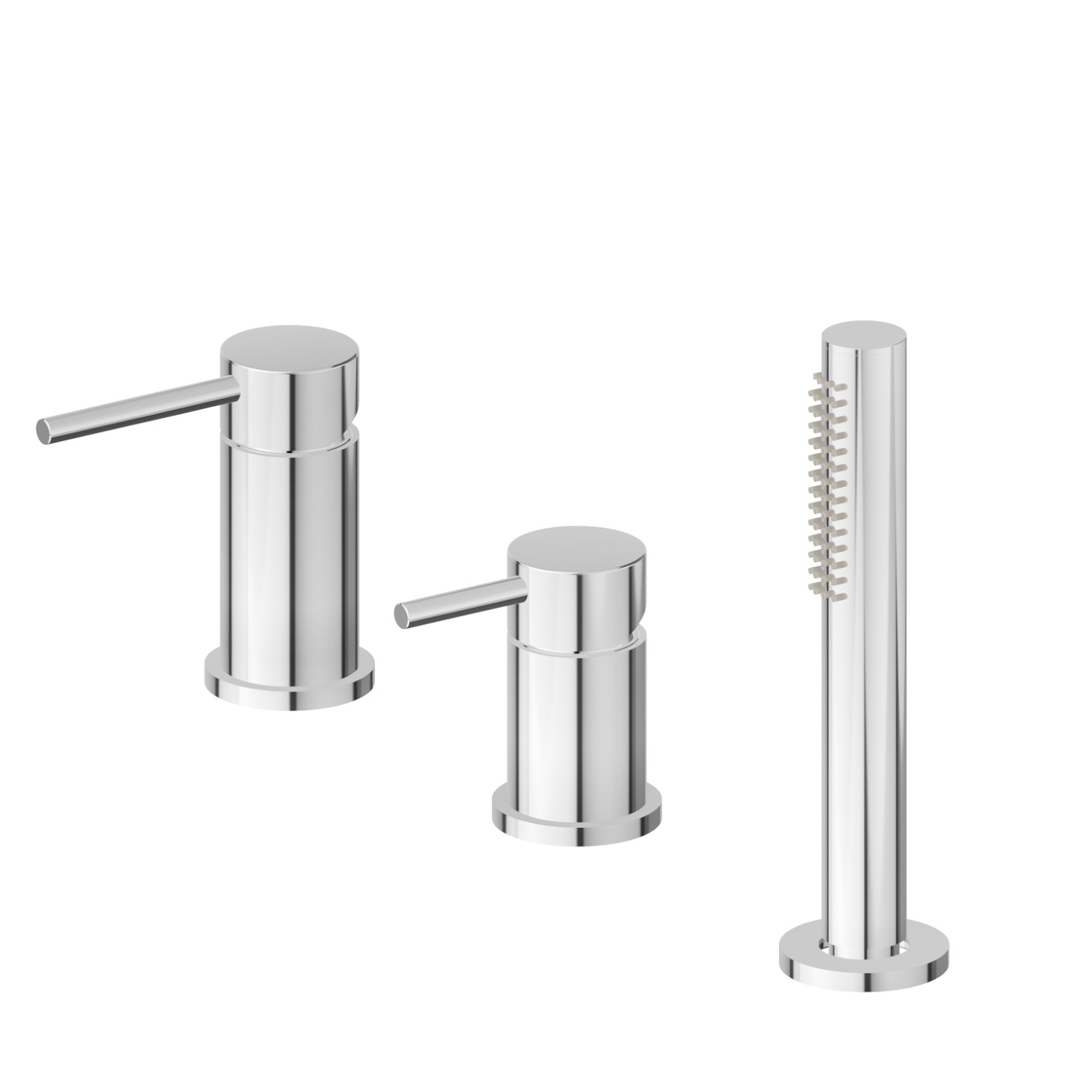 3-hole complete set of deck-mounted mixer, diverter and hand shower set - finish Chrome