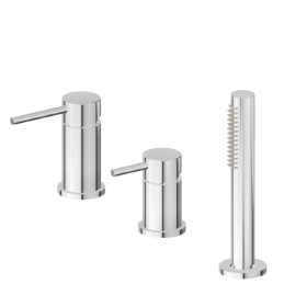 3-hole complete set of deck-mounted mixer, diverter and hand shower set - finish Chrome