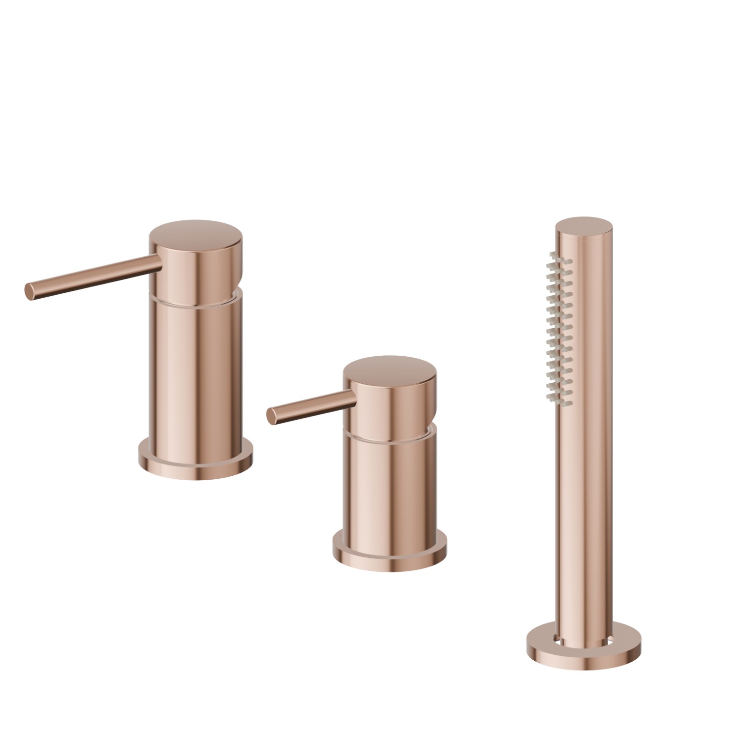 3-hole complete set of deck-mounted mixer, diverter and hand shower set - finish PVD Copper Bronze