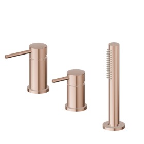 3-hole complete set of deck-mounted mixer, diverter and hand shower set - finish PVD Copper Bronze