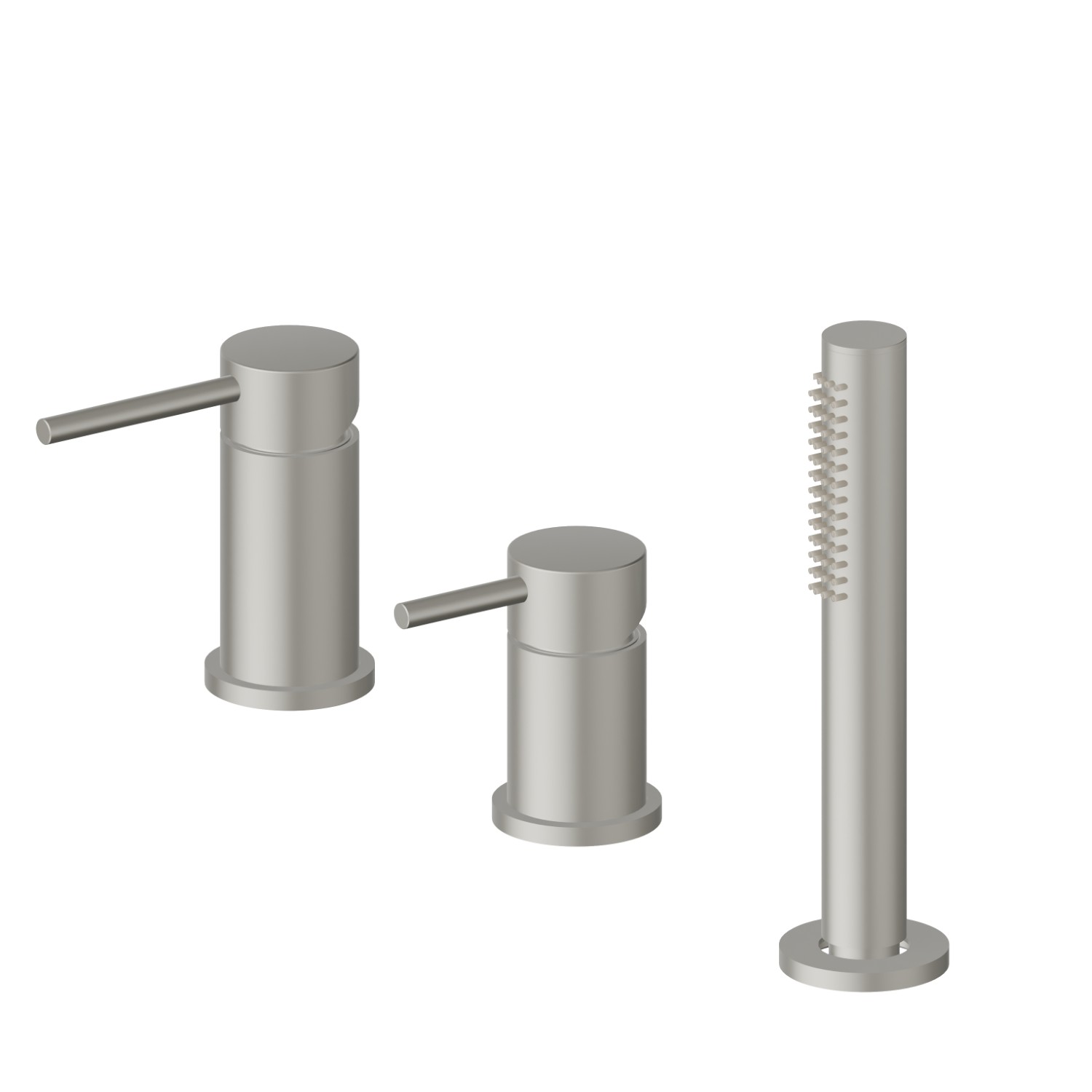 3-hole complete set of deck-mounted mixer, diverter and hand shower set - finish Titanium Satin