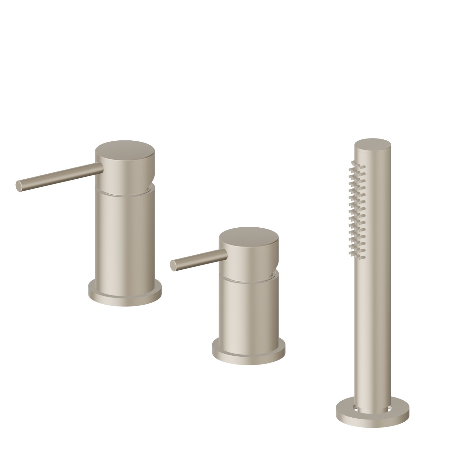 3-hole complete set of deck-mounted mixer, diverter and hand shower set - finish Gold Satin