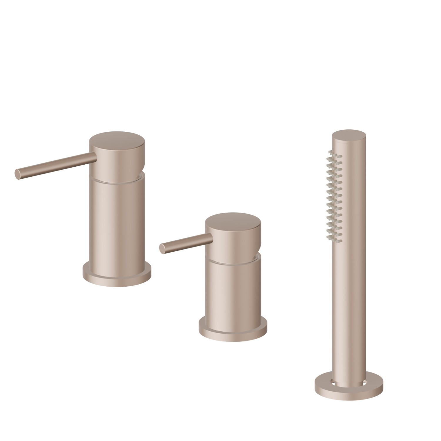 3-hole complete set of deck-mounted mixer, diverter and hand shower set - finish Copper Satin
