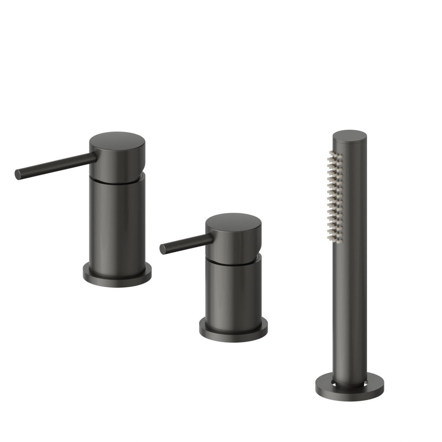 3-hole complete set of deck-mounted mixer, diverter and hand shower set - finish Carbon Satin