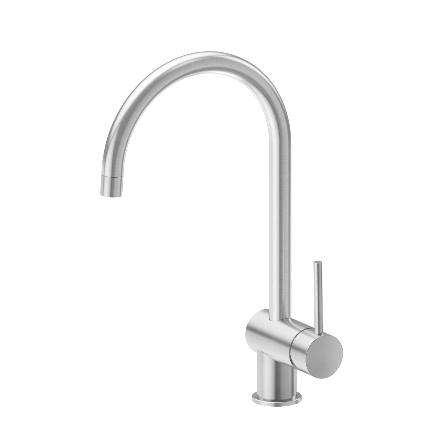 Single-lever sink mixer, round swivel spout - finish PVD Brushed steel
