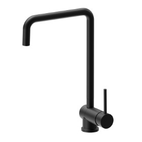 Single-lever sink mixer with swivel, reclining and squared spout for under window - finish Matt Black