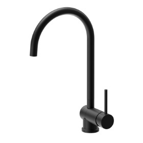 Single-lever sink mixer with swivel, reclining and round spout for under window - finish Matt Black