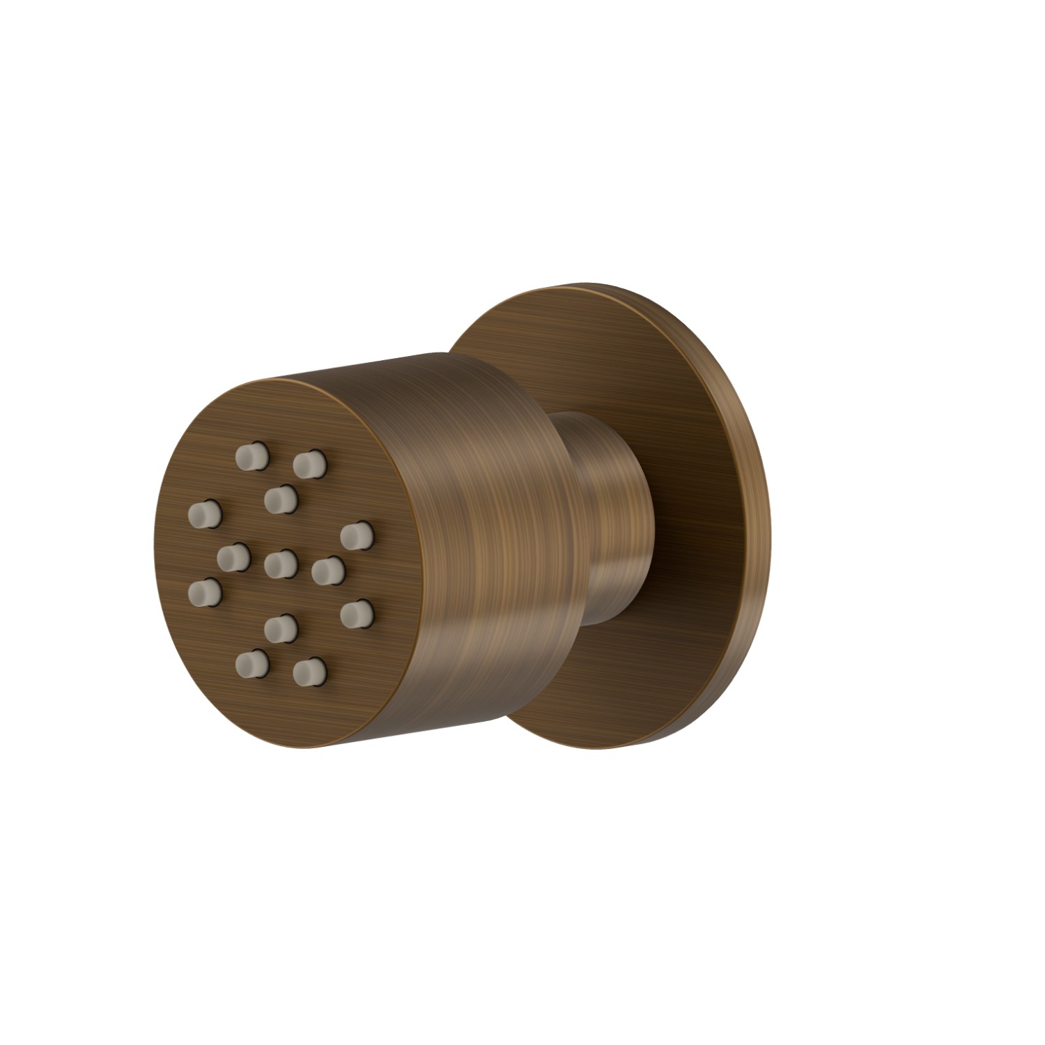 Wall-mounted,brass, adjustable side jet, with round plate - finish Groove Bronze