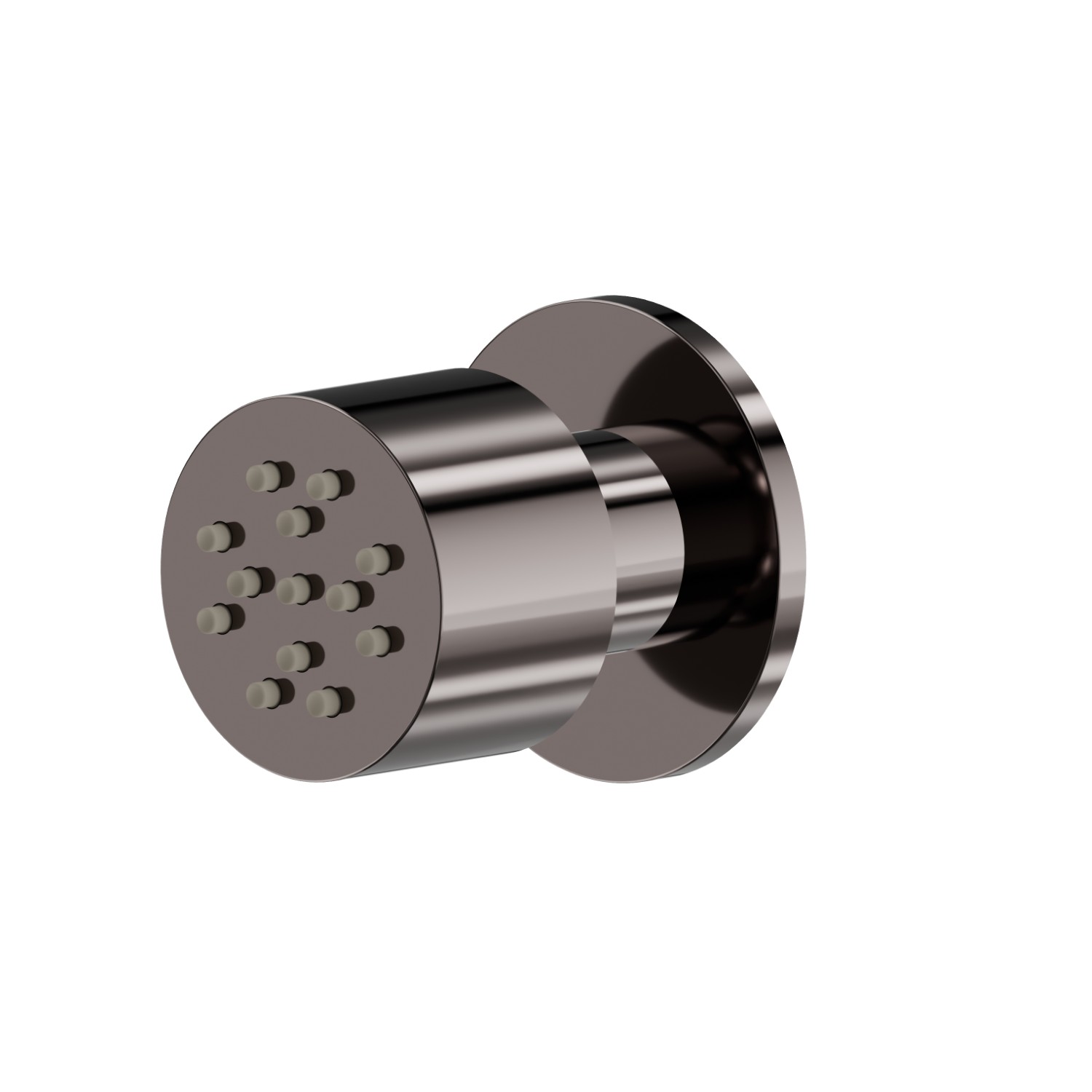 Getto laterale snodato, da parete, in ottone, con decoro tondo. - finitura PVD Gun Metal