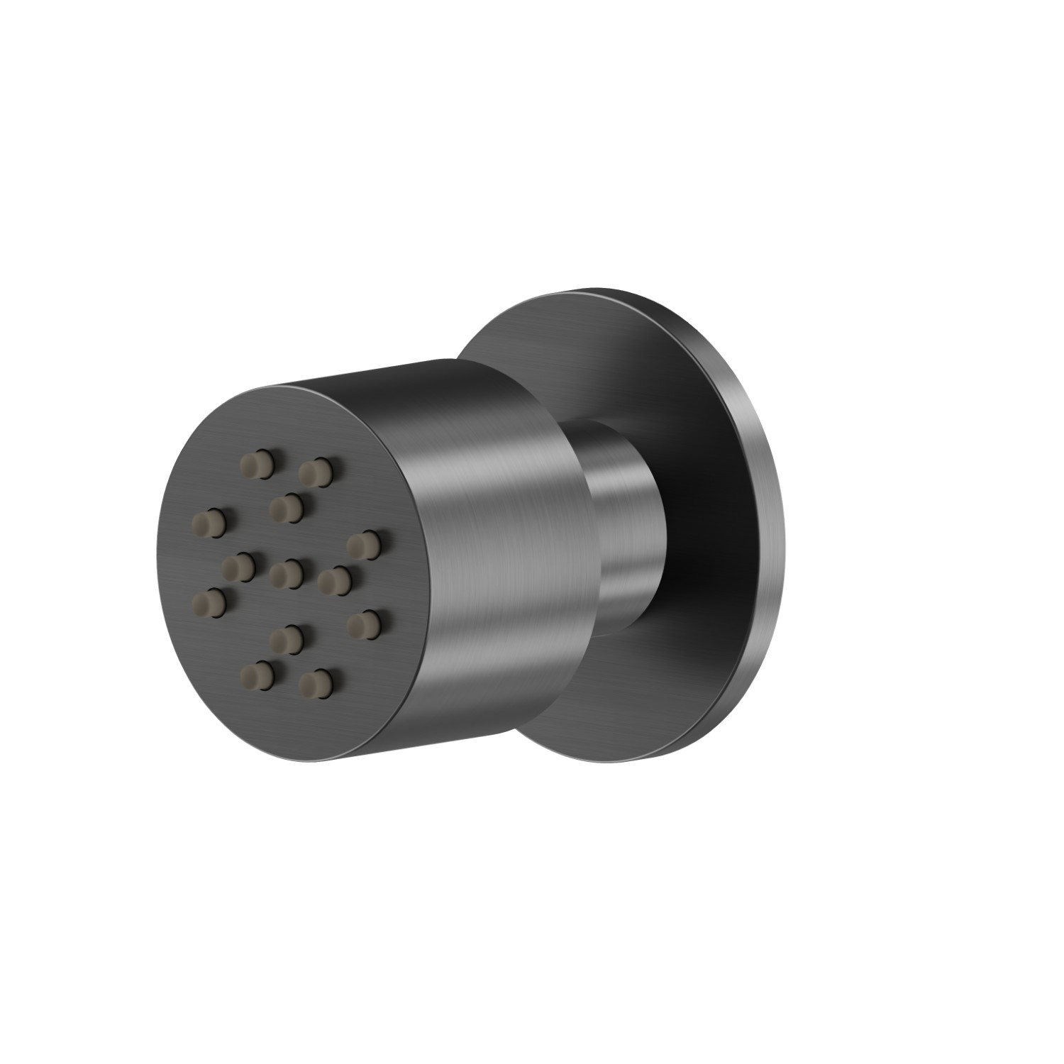 Getto laterale snodato, da parete, in ottone, con decoro tondo. - finitura PVD Brushed Gun Metal