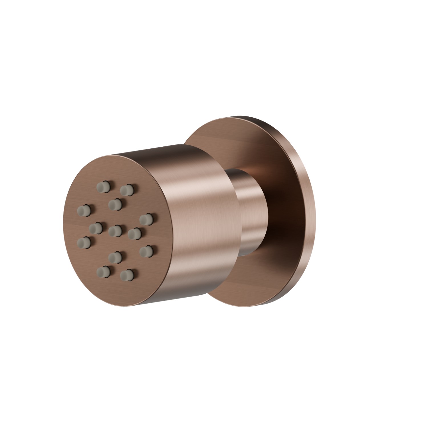Jet latéral orientable, mural, en laiton, avec platine rond - finition PVD Brushed Copper Bronze