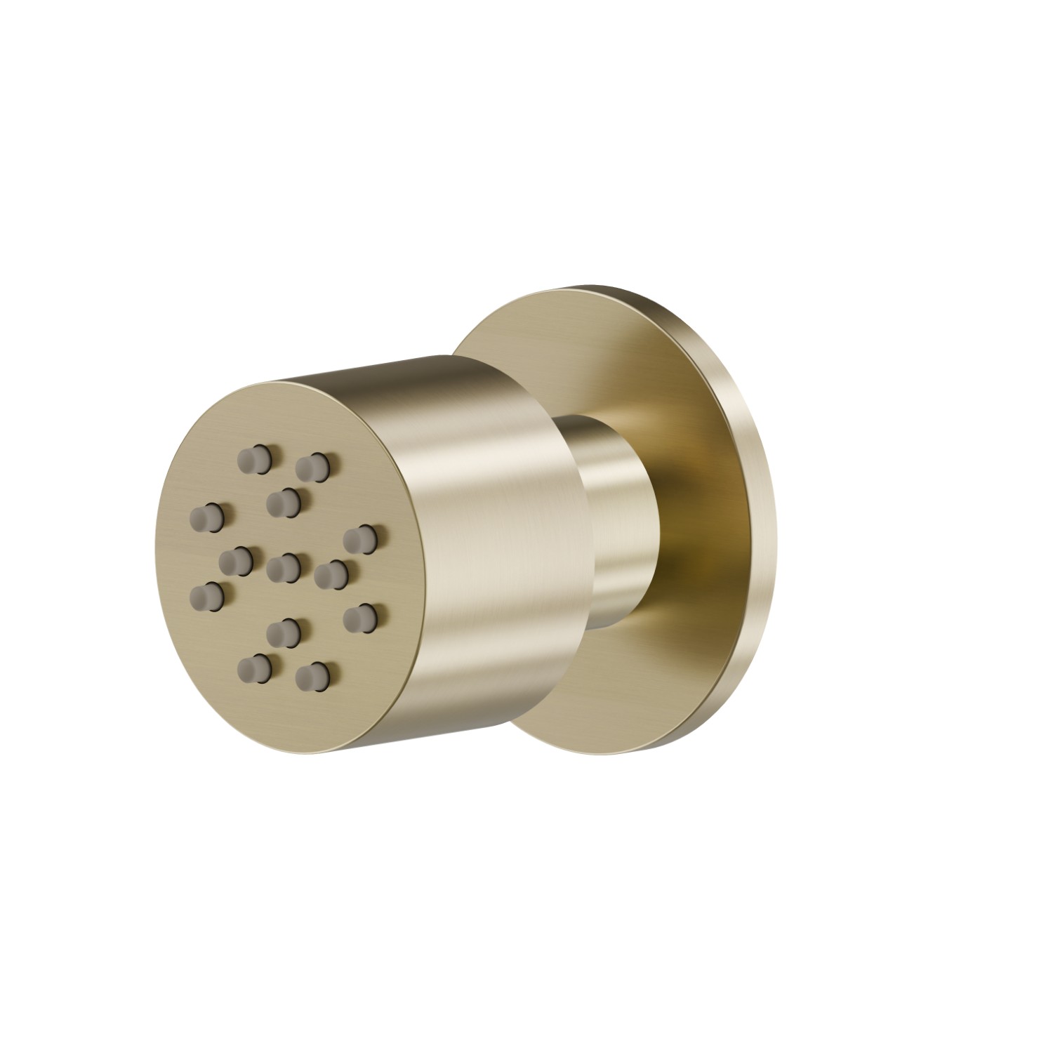 Getto laterale snodato, da parete, in ottone, con decoro tondo. - finitura PVD Brushed Pale Gold