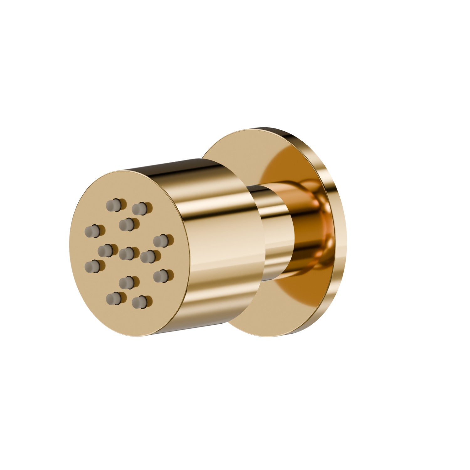 Getto laterale snodato, da parete, in ottone, con decoro tondo. - finitura PVD Glossy Gold