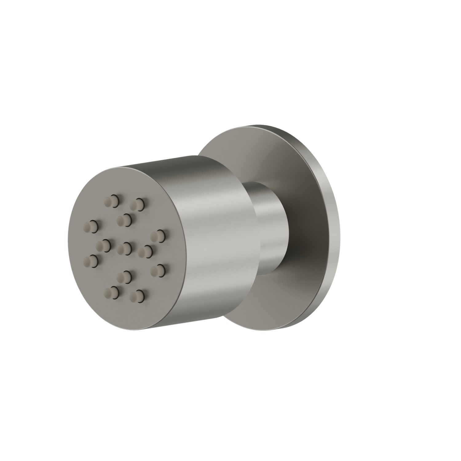 Getto laterale snodato, da parete, in ottone, con decoro tondo. - finitura Titanium Satin