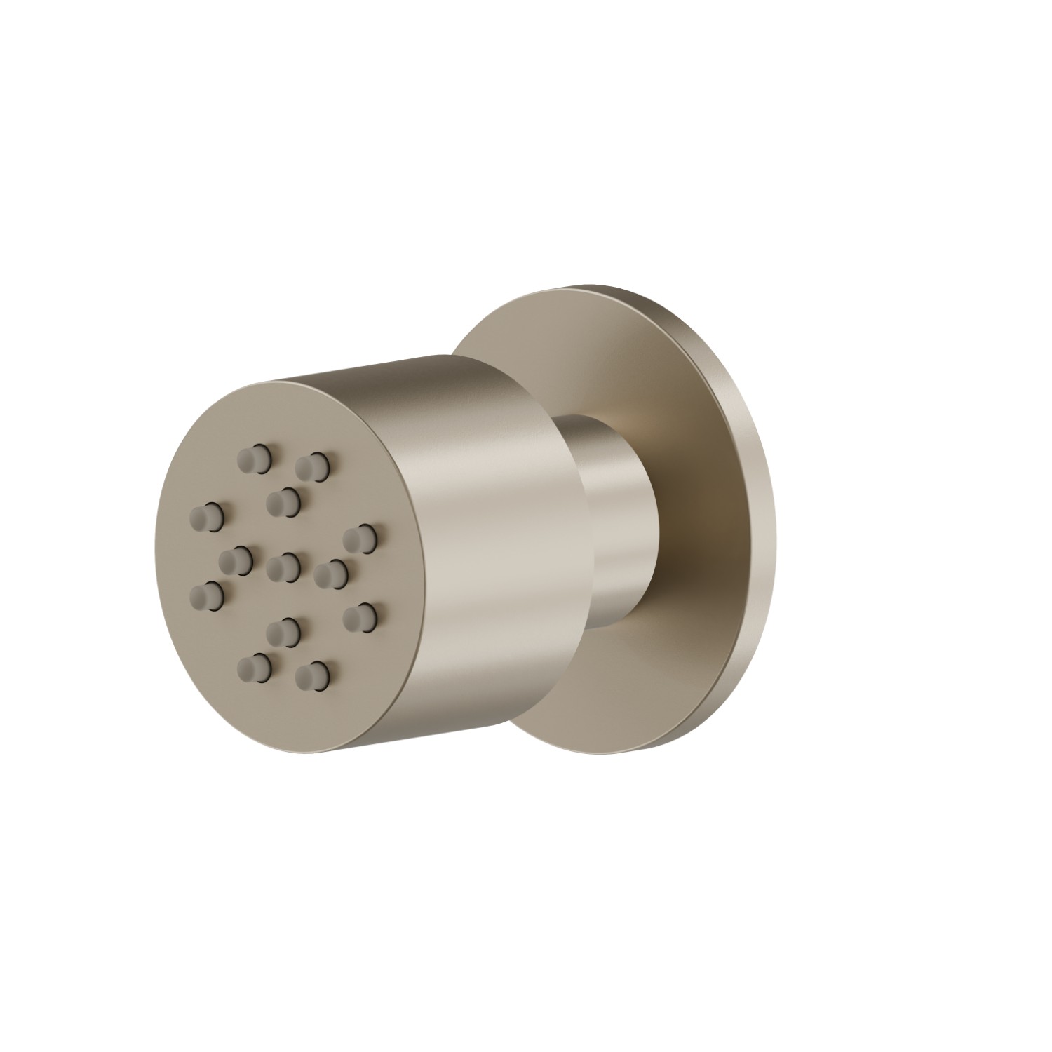 Getto laterale snodato, da parete, in ottone, con decoro tondo. - finitura Gold Satin