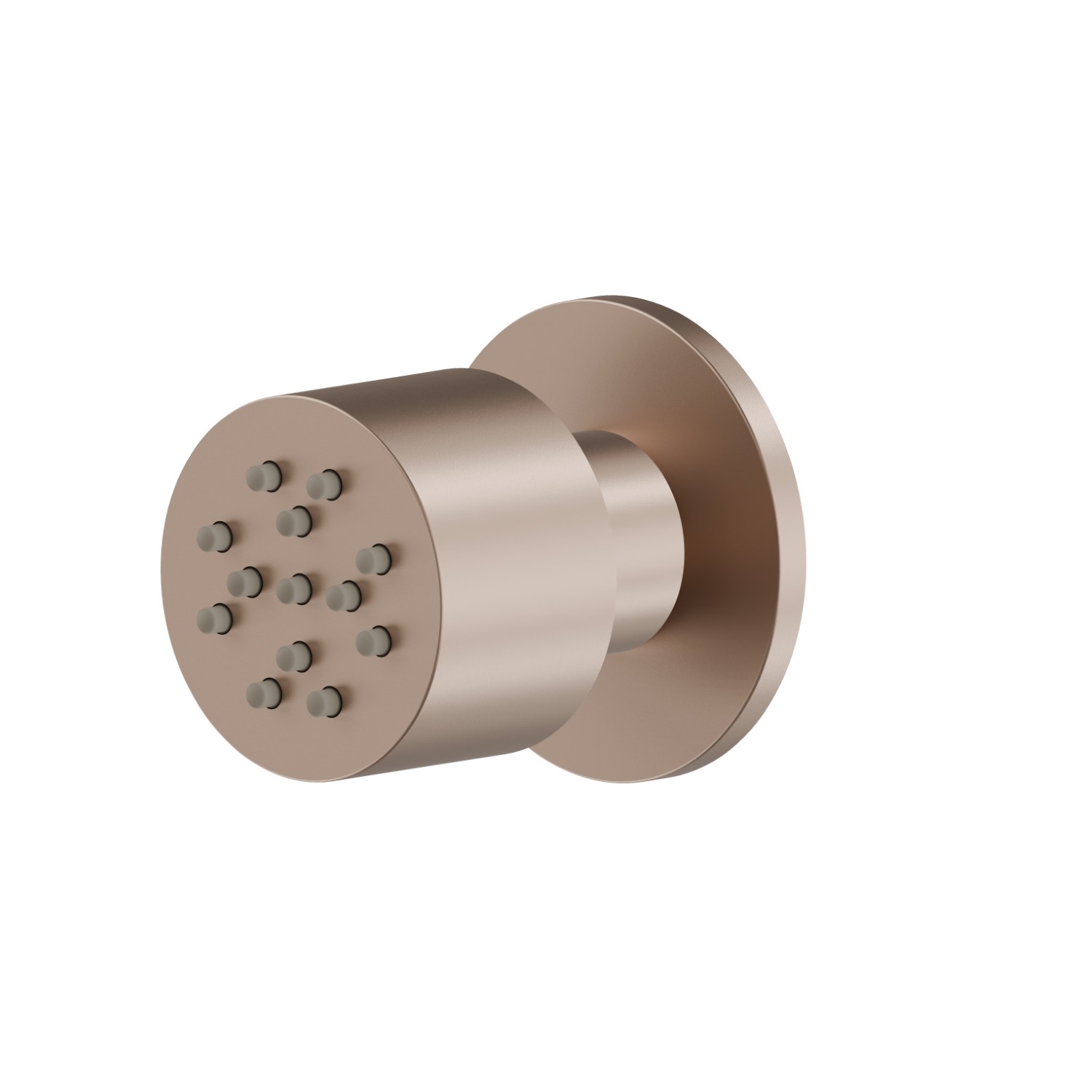 Getto laterale snodato, da parete, in ottone, con decoro tondo. - finitura Copper Satin