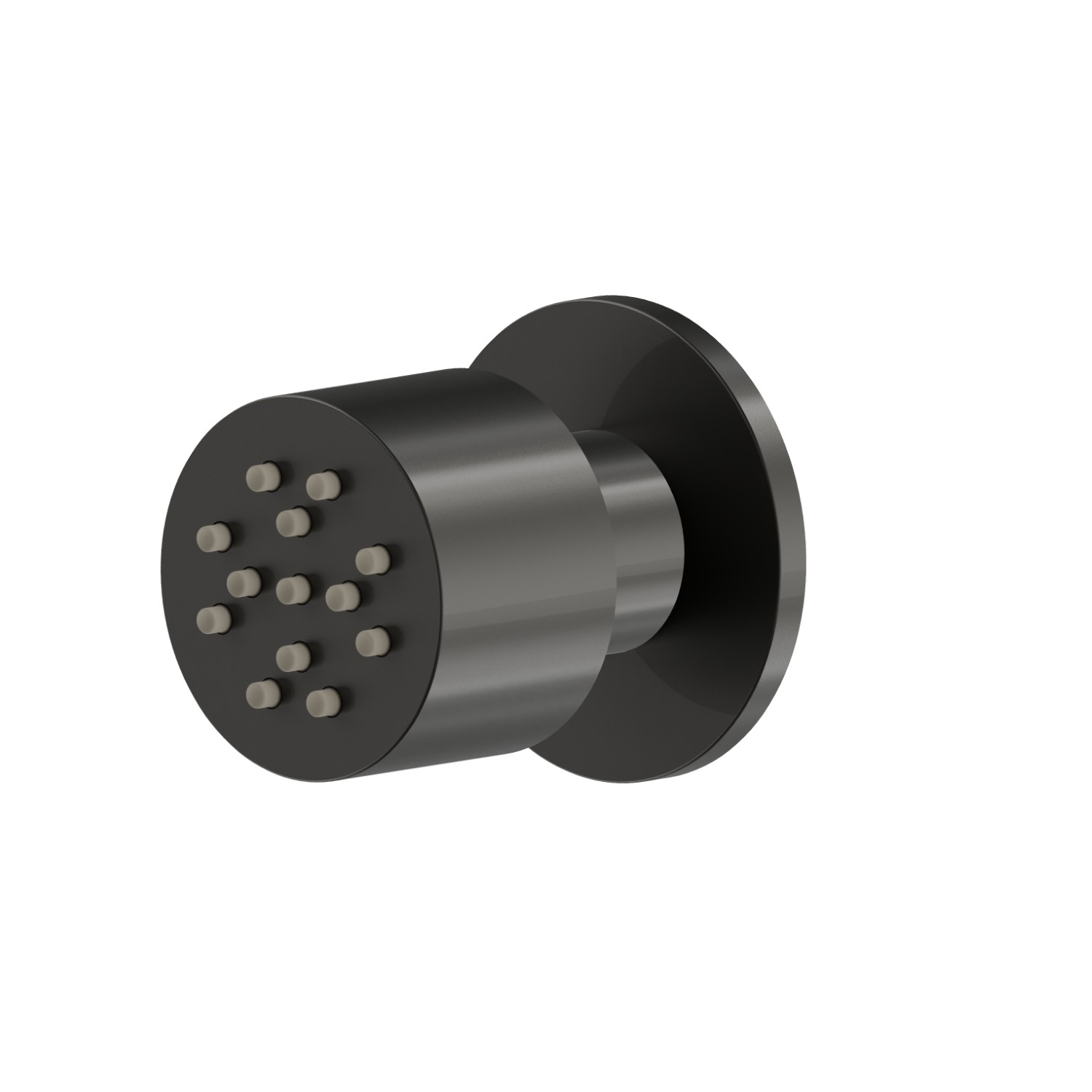 Getto laterale snodato, da parete, in ottone, con decoro tondo. - finitura Carbon Satin