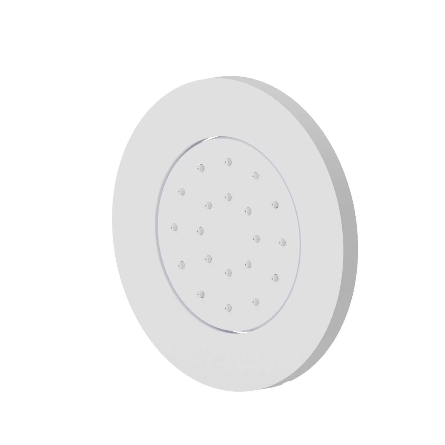Getto laterale direzionabile, da parete, in ottone, con decoro tondo. Parte esterna - finitura Bianco opaco
