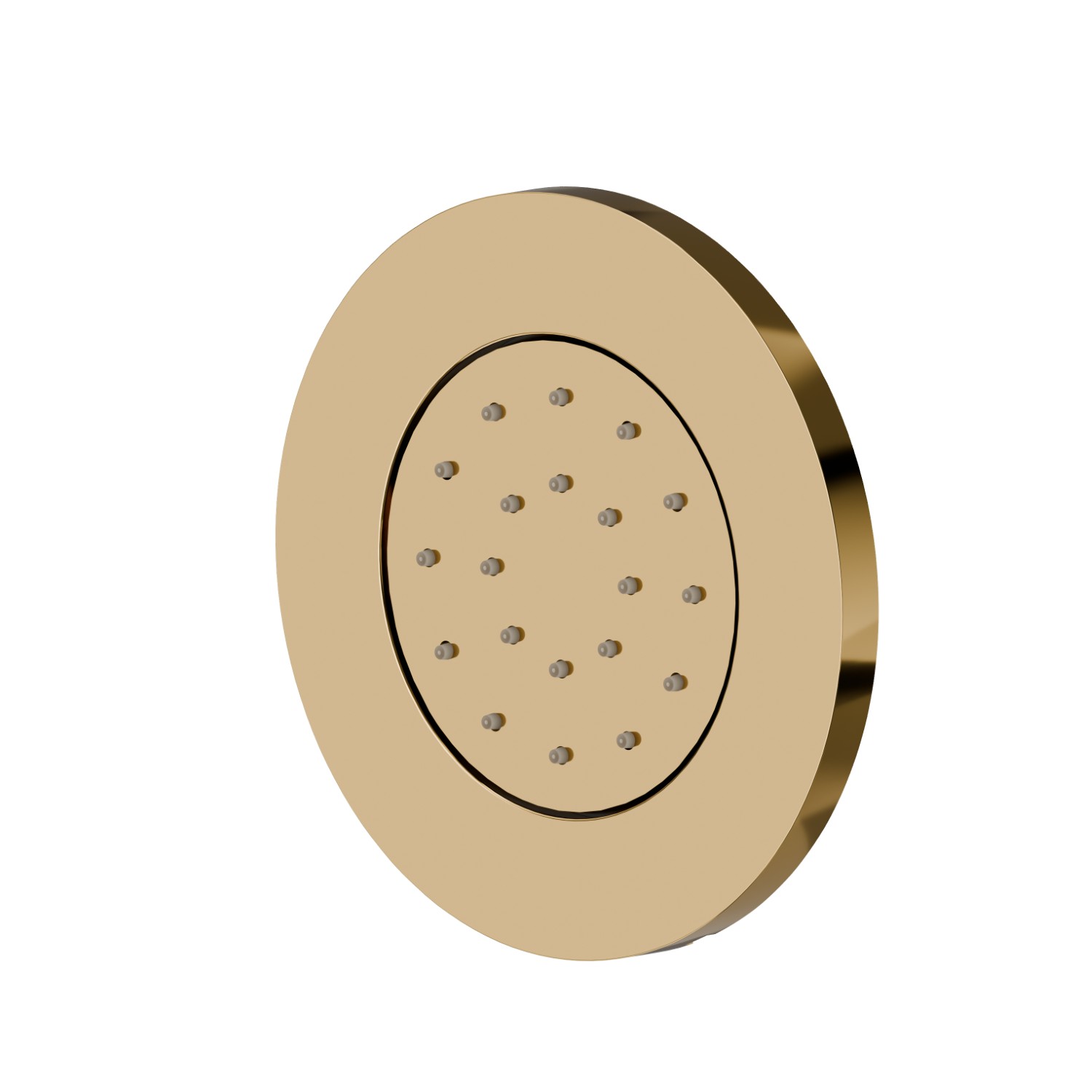 Getto laterale direzionabile, da parete, in ottone, con decoro tondo. Parte esterna - finitura PVD Glossy Gold