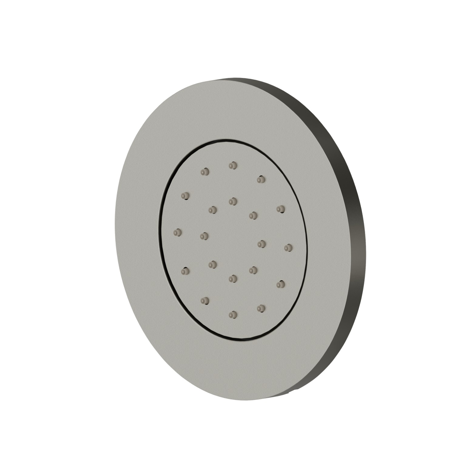 Getto laterale direzionabile, da parete, in ottone, con decoro tondo. Parte esterna - finitura Titanium Satin