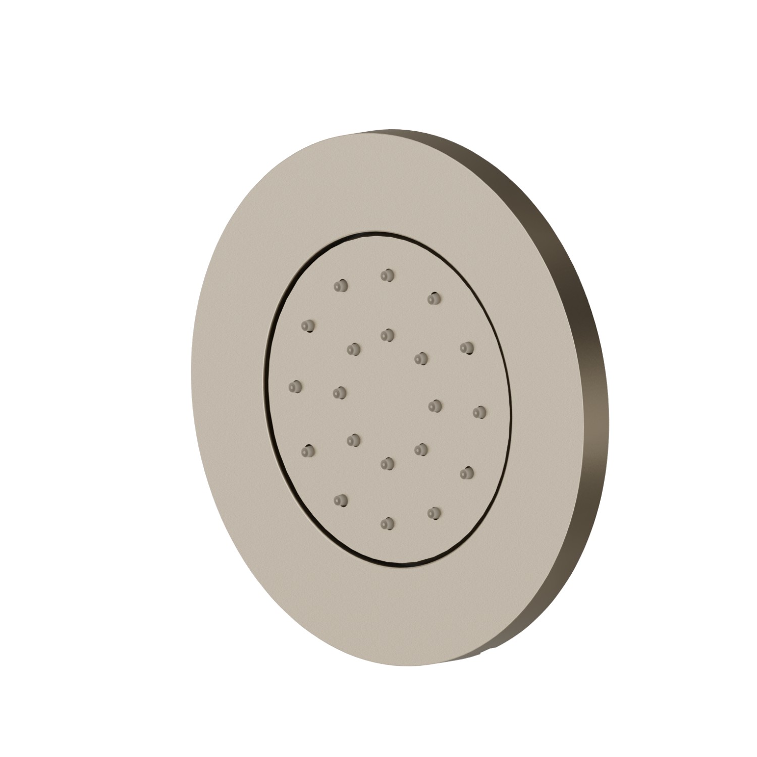 Getto laterale direzionabile, da parete, in ottone, con decoro tondo. Parte esterna - finitura Gold Satin