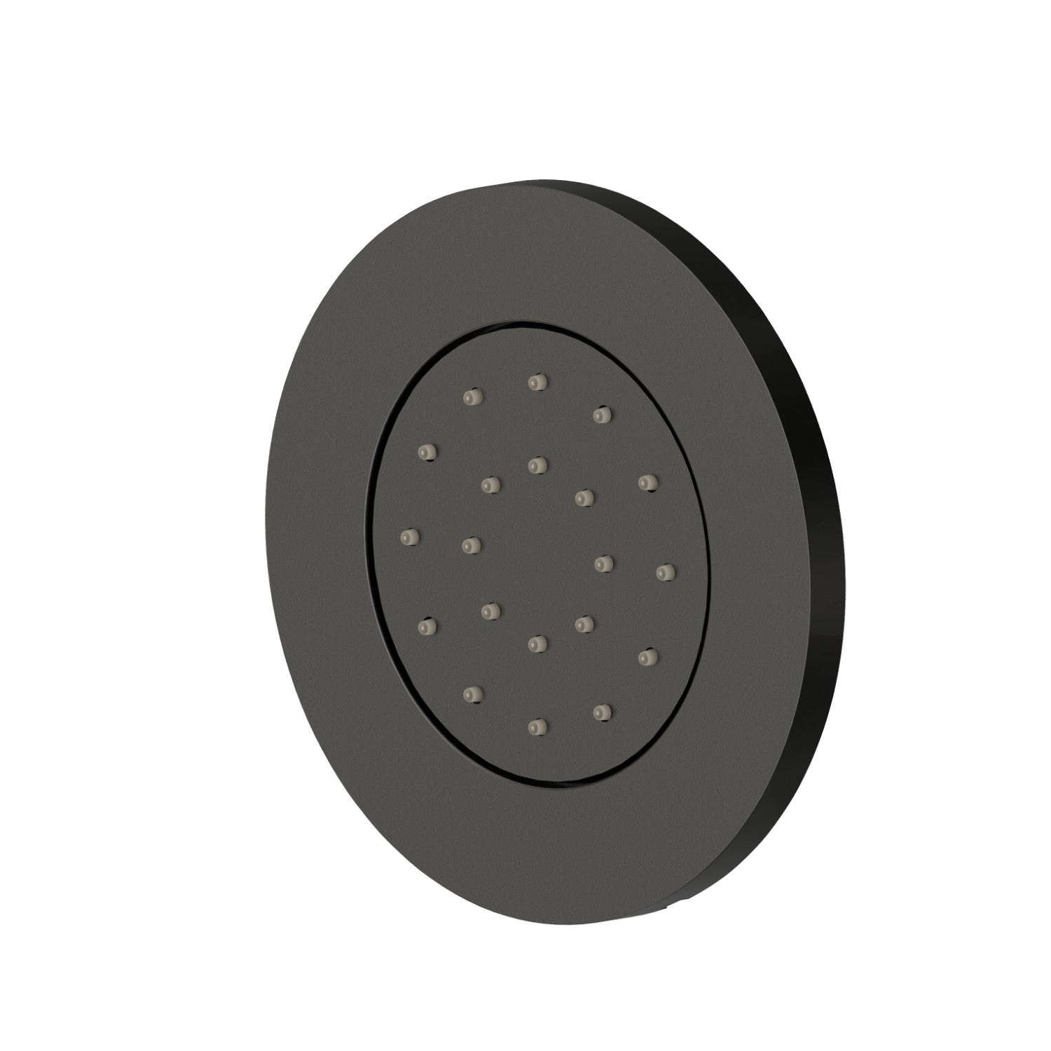 Getto laterale direzionabile, da parete, in ottone, con decoro tondo. Parte esterna - finitura Carbon Satin
