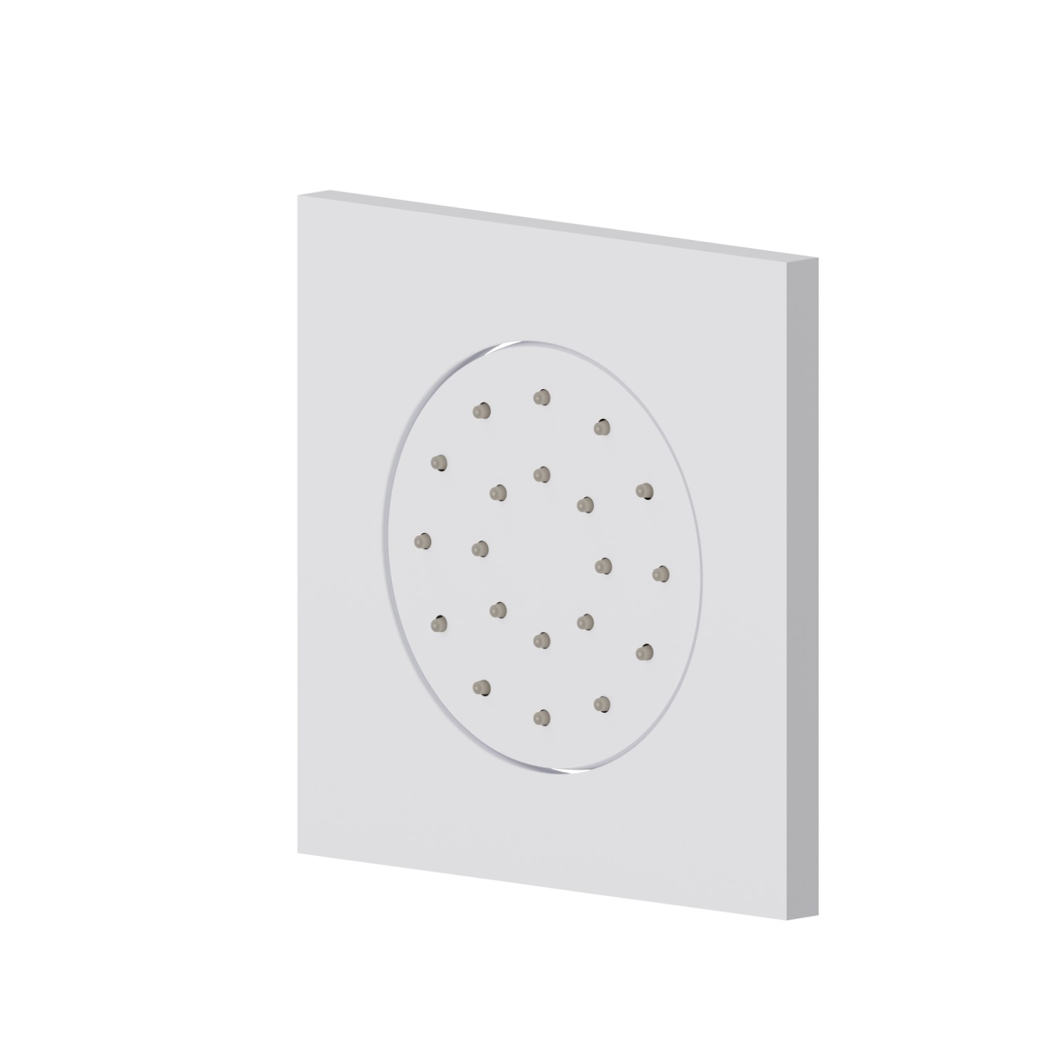 Wall-mounted,brass, adjustable side jet, with square plate. External part - finish Matt White