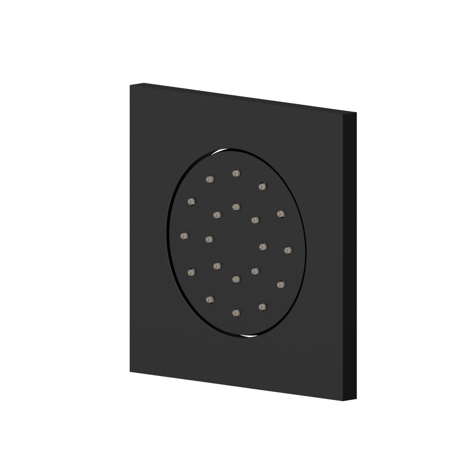 Getto laterale direzionabile, da parete, in ottone, con decoro quadro. Parte esterna - finitura Nero opaco