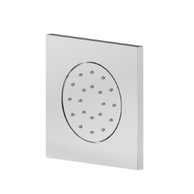 Getto laterale direzionabile, da parete, in ottone, con decoro quadro. Parte esterna - finitura Cromo