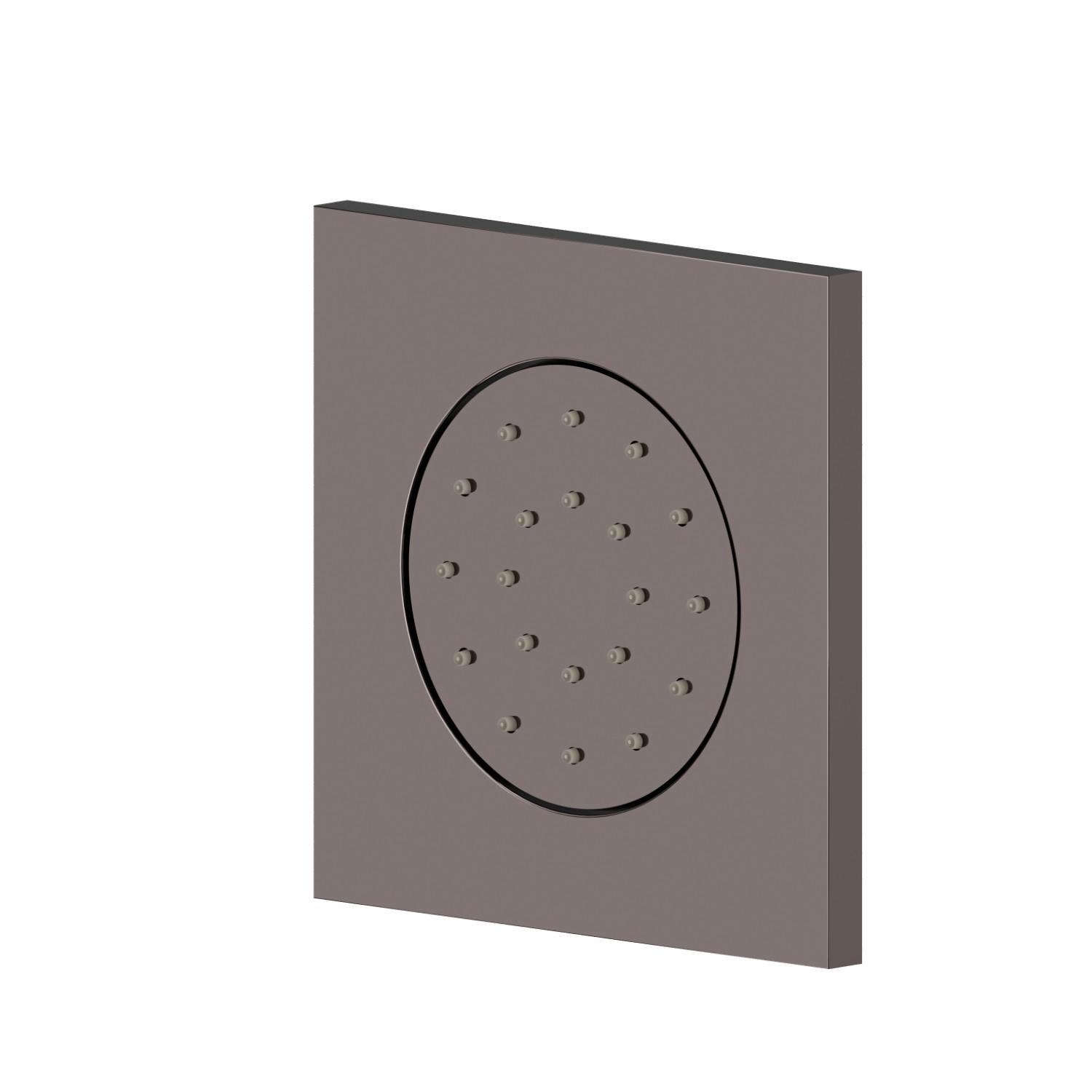 Getto laterale direzionabile, da parete, in ottone, con decoro quadro. Parte esterna - finitura PVD Gun Metal