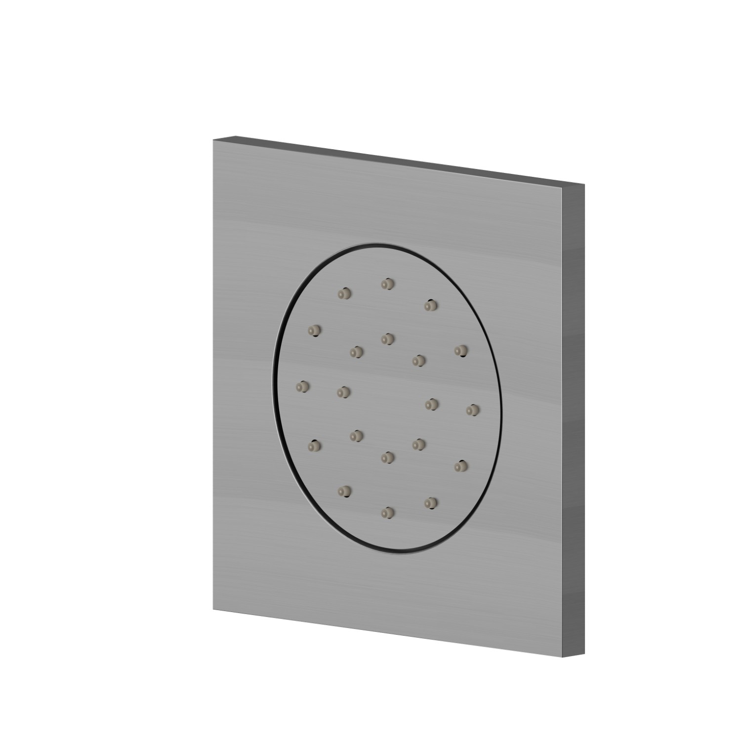 Wandmontierter richtungs-verstellbarer seitlicher wasserstrahl aus messing, mit quadratischem dekor. Außenteil - oberfläche PVD  Gun Metal gebürstet