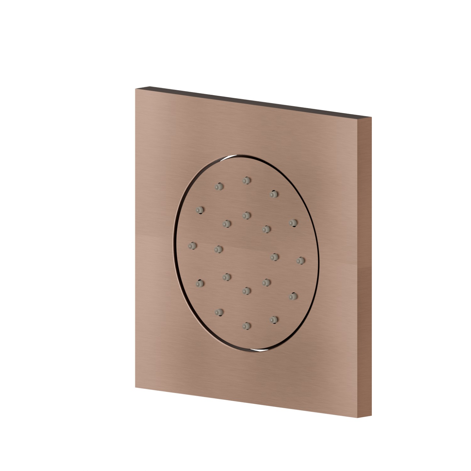 Getto laterale direzionabile, da parete, in ottone, con decoro quadro. Parte esterna - finitura PVD Brushed Copper Bronze