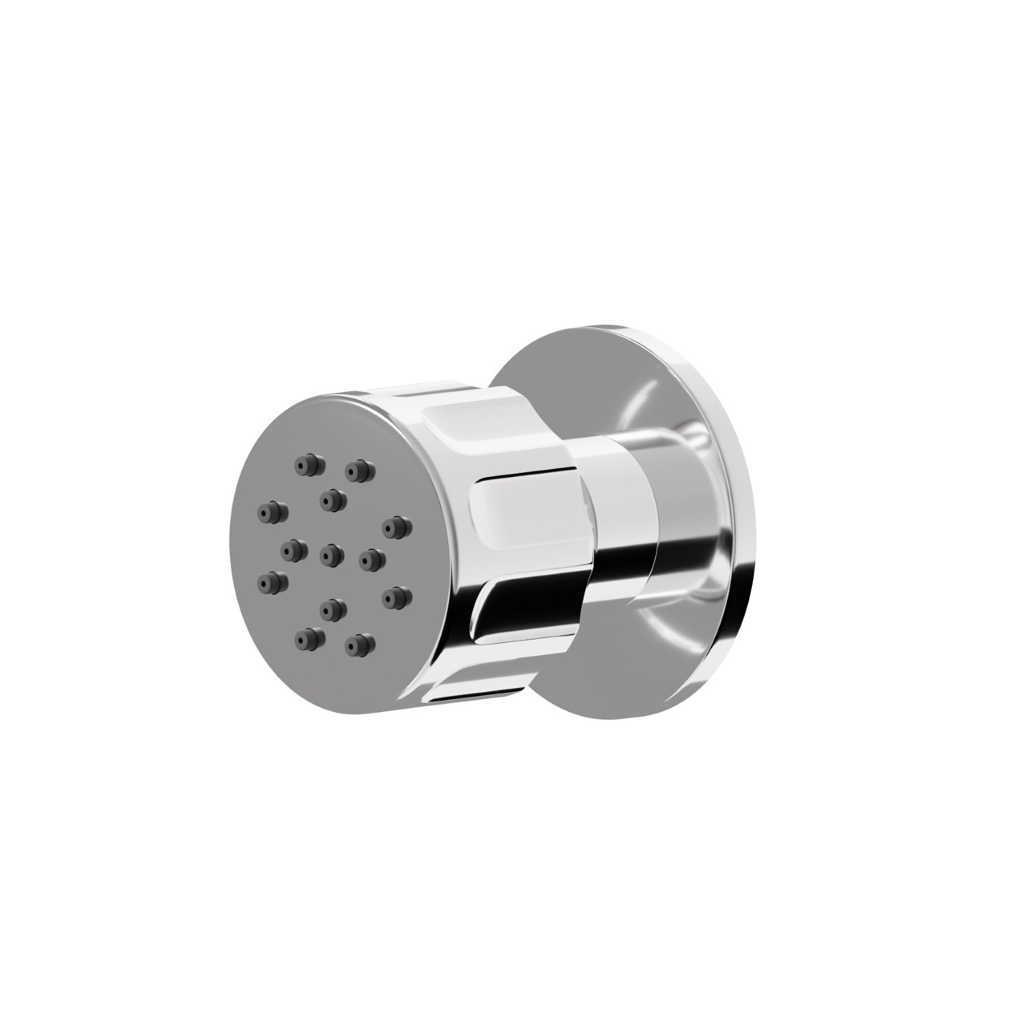 Wall-mounted,brass, articulated side jet, with round decoration - finish Chrome